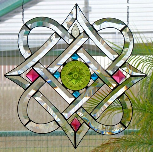 Bleiverglasung Facetten - Fensterbild keltisches Motiv mit Pressglas in Tiffany - Bild 2 von 12