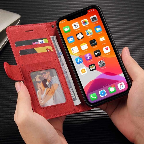 For iPhone 11 12 Pro Max XR SE 6s 7 8 Plus Wallet Card Holder Leather Case Cover - Picture 26 of 29