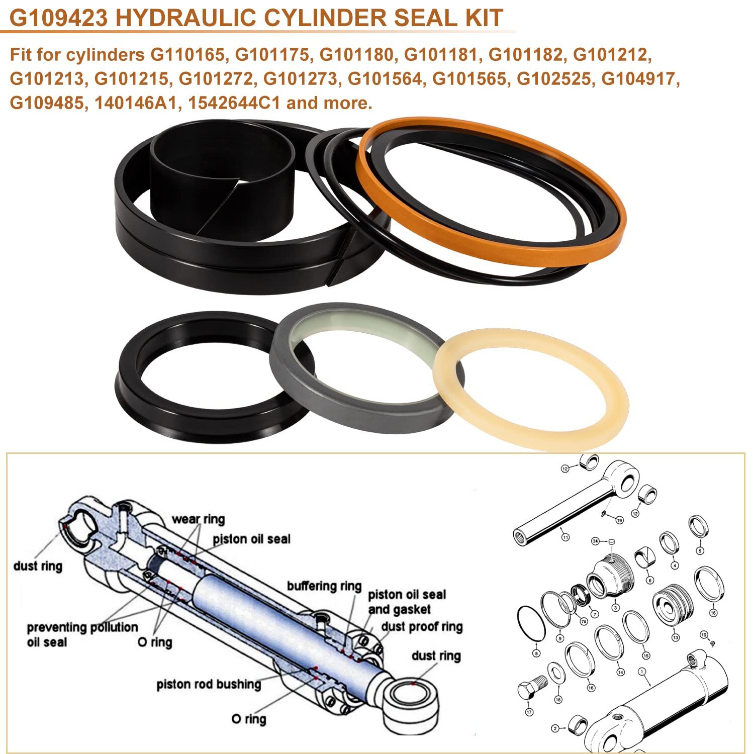 1543273C1/G109423/G105545 Kit De Joint De Cylindre Hydraulique (pour La Taille D - Foto 4