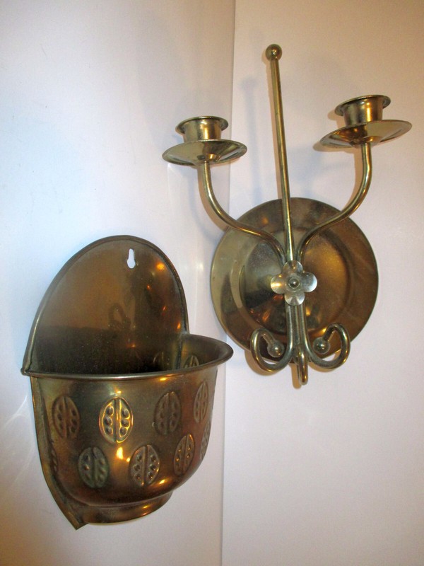 Brass wall sconce and candle holder
