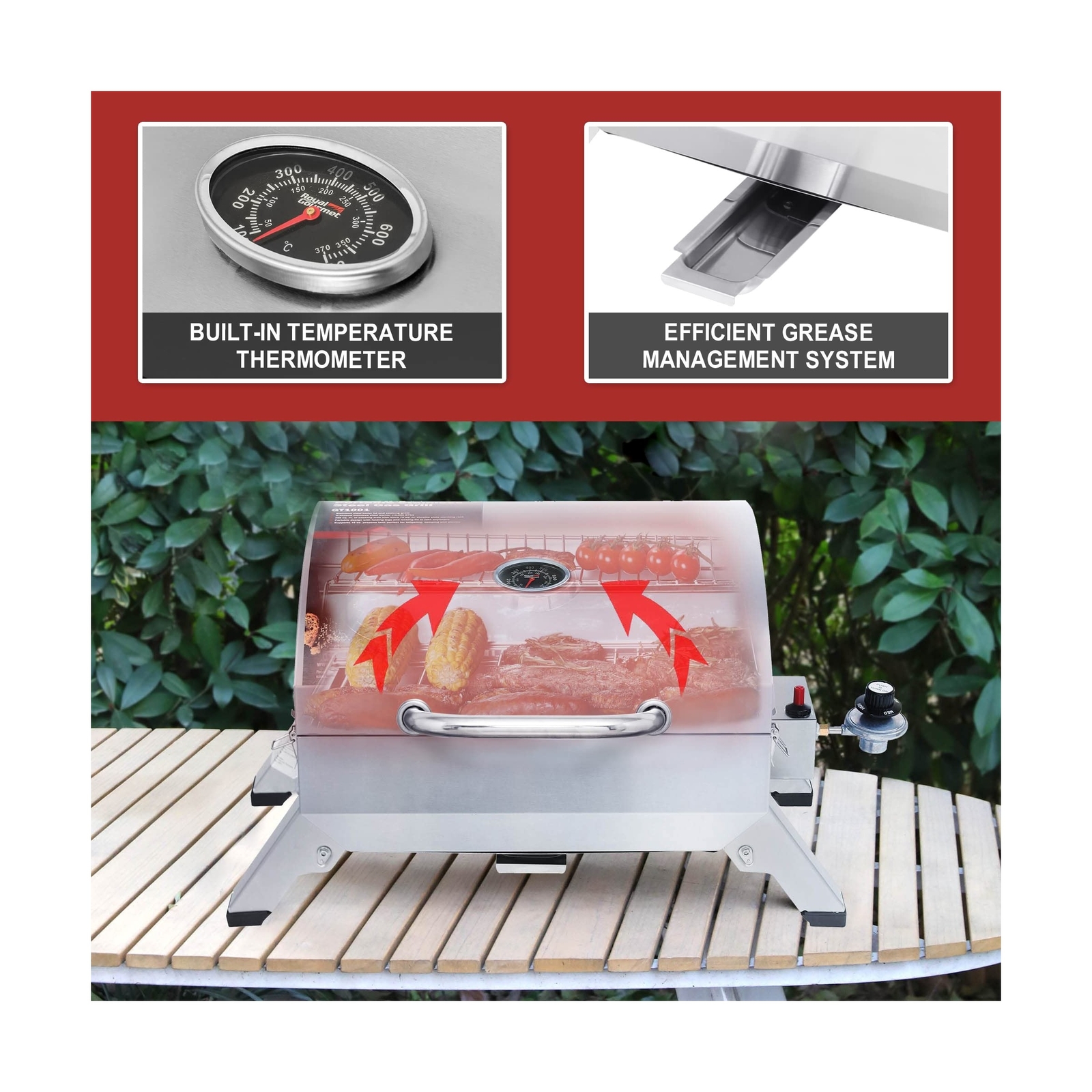 Royal Gourmet GT1001 Stainless Steel Portable Grill, 10000 BTU BBQ ... Fast Ship