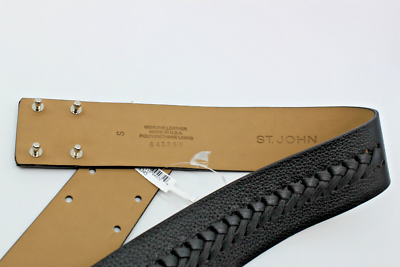 B5 100% Authentic New ST JOHN Leather Brown Caviar Belt $345  display picture 1