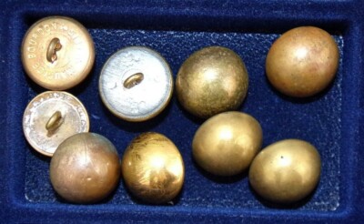 Lot De 6 Boutons Dorés Demi-boule – Armée Française – AM & Cie GJ & F – Paris – 20 Mm Et 10 Mm