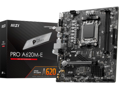 MSI PRO PRO A620M-E AM5 AMD A620 SATA 6Gb/s DDR5 mATX Motherboards AMD Ryzen  70