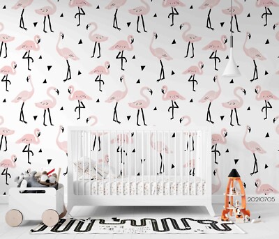 3D Flamingo Animal Watercolor Pattern Wallpaper Wall Murals Removable Wallpaper