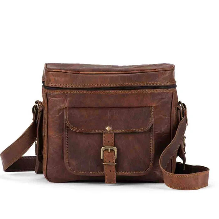 Handcrafted Leather DSLR Camera Shoulder Messenger Bag For Photographers
