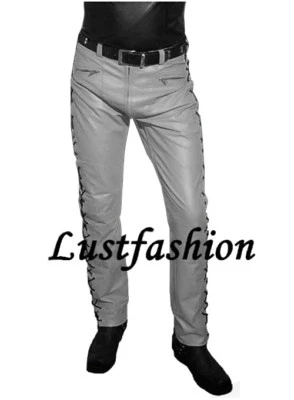 LEDERHOSE Herren  grau Schnürjeans neu Schnürlederhose - Bild 1 von 3
