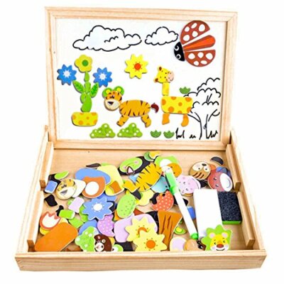 NEW CL 8850 100 Pieces Wooden Magnetic Board Puzzle Games Double