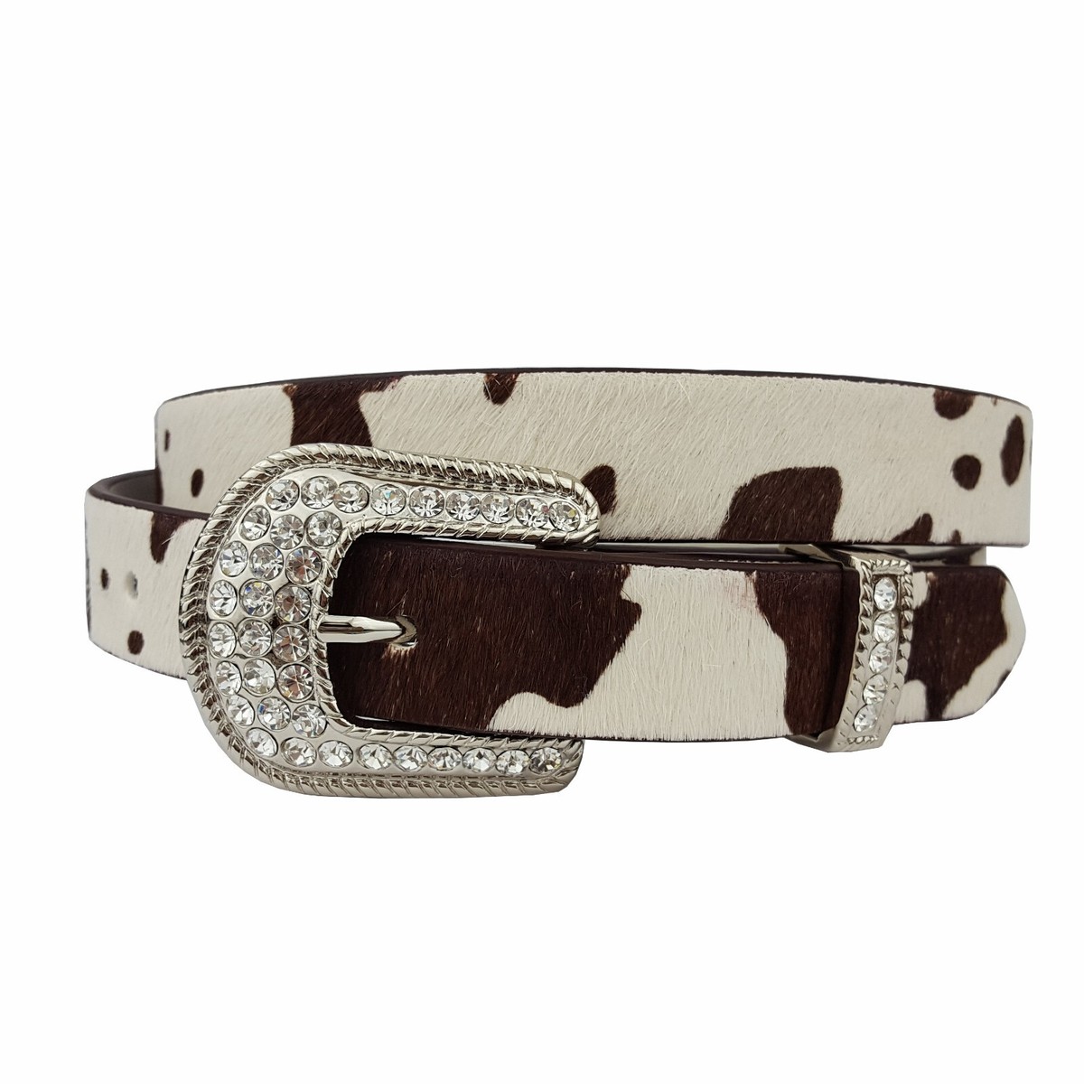 Cow Hair Leather Belt w. Crystal Buckle set | eBay