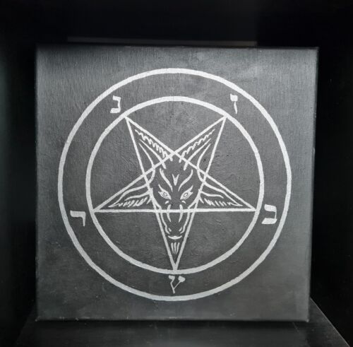 Pentagramme sur toile Baphomet Anton LaVey Satan fait main - Photo 1/2