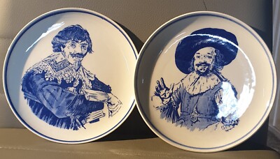 Seltenes Paar antike Delfter Blauw Teller handbemalt Holland 6,5'' Durchmesser sehr guter Zustand