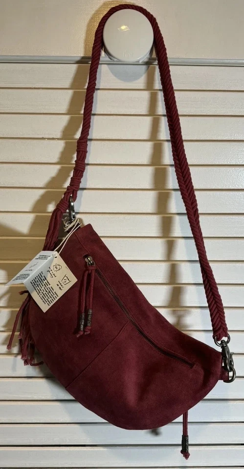 Free People Sweet Talker Red Suede Sling Bag Removable Braided Strap NWT $88 - Image 4 of 4