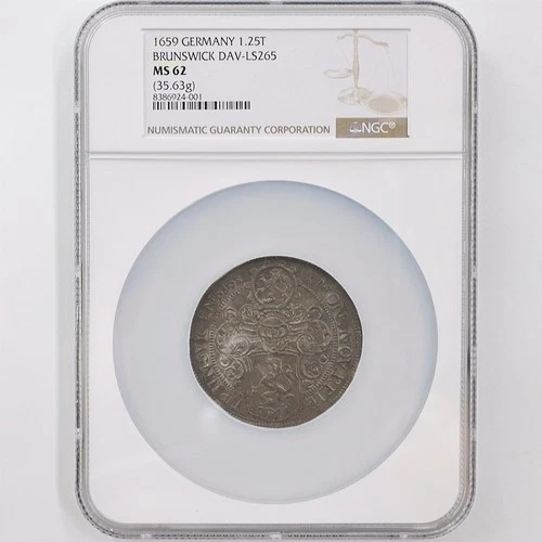 1659 Germany Duchy of Brunswick 35.63g 1.25Thaler Silver Coin NGC MS62 DAV-LS265