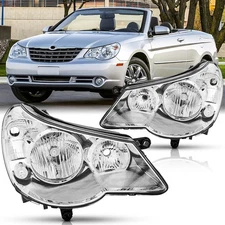 Headlights Assembly Pair for 2007 2008 2009 2010 Chrysler Sebring Direct Replace