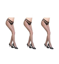3Pcs Sexy Black Women Lady Fishnet Net Pattern Burlesque Hoise Pantyhose Tights