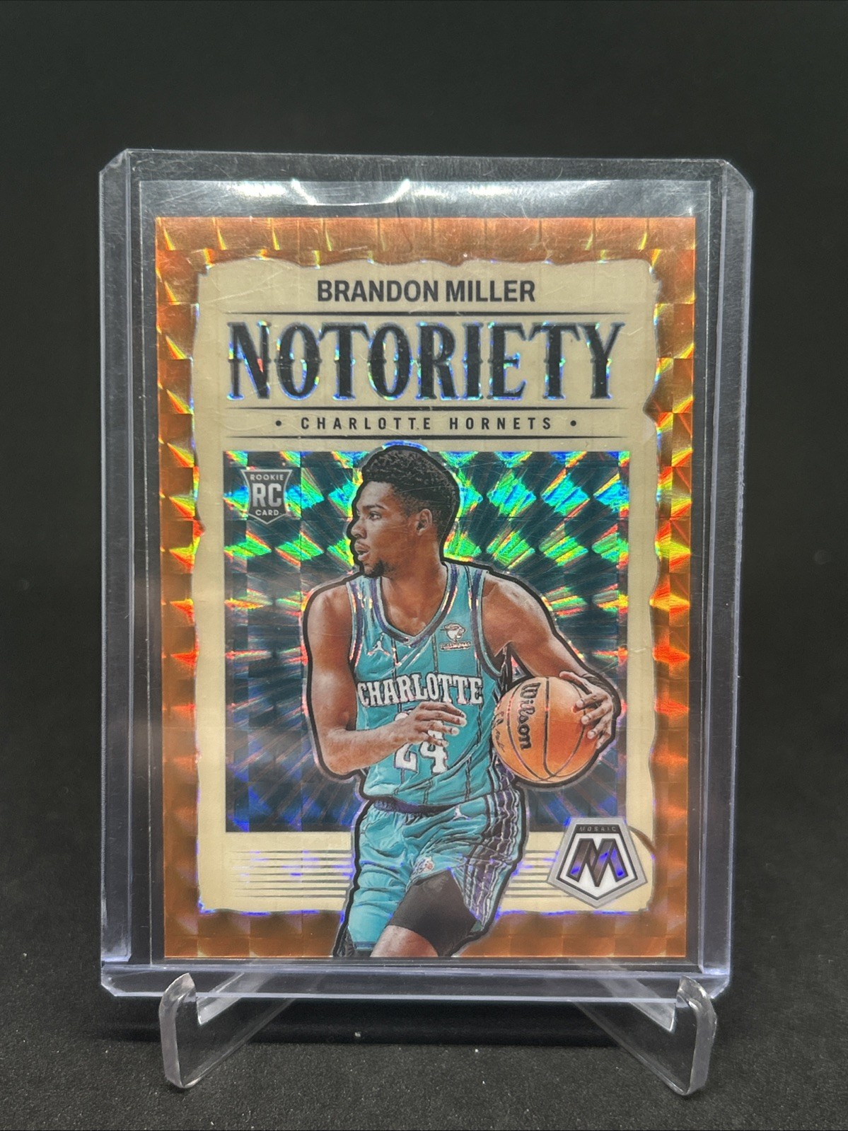 2023-24 Panini Mosaic Brandon Miller Notoriety Orange /49 Rookie RC Hornets