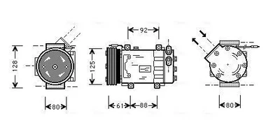 Compresseur de climatisation R 134a RTAK255 AVA QUALITY COOLING pour RENAULT - Photo 1/4