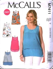 7411 UNCUT McCalls SEWING Pattern Misses Pullover Sleeveless Tops Blouse Shirt