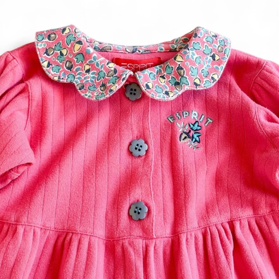 Винтажный 90-х Esprit Baby Girl розовый комбинезон 24 М цветочный воротник длинным рукавом цельный - Изображение 3 из 4