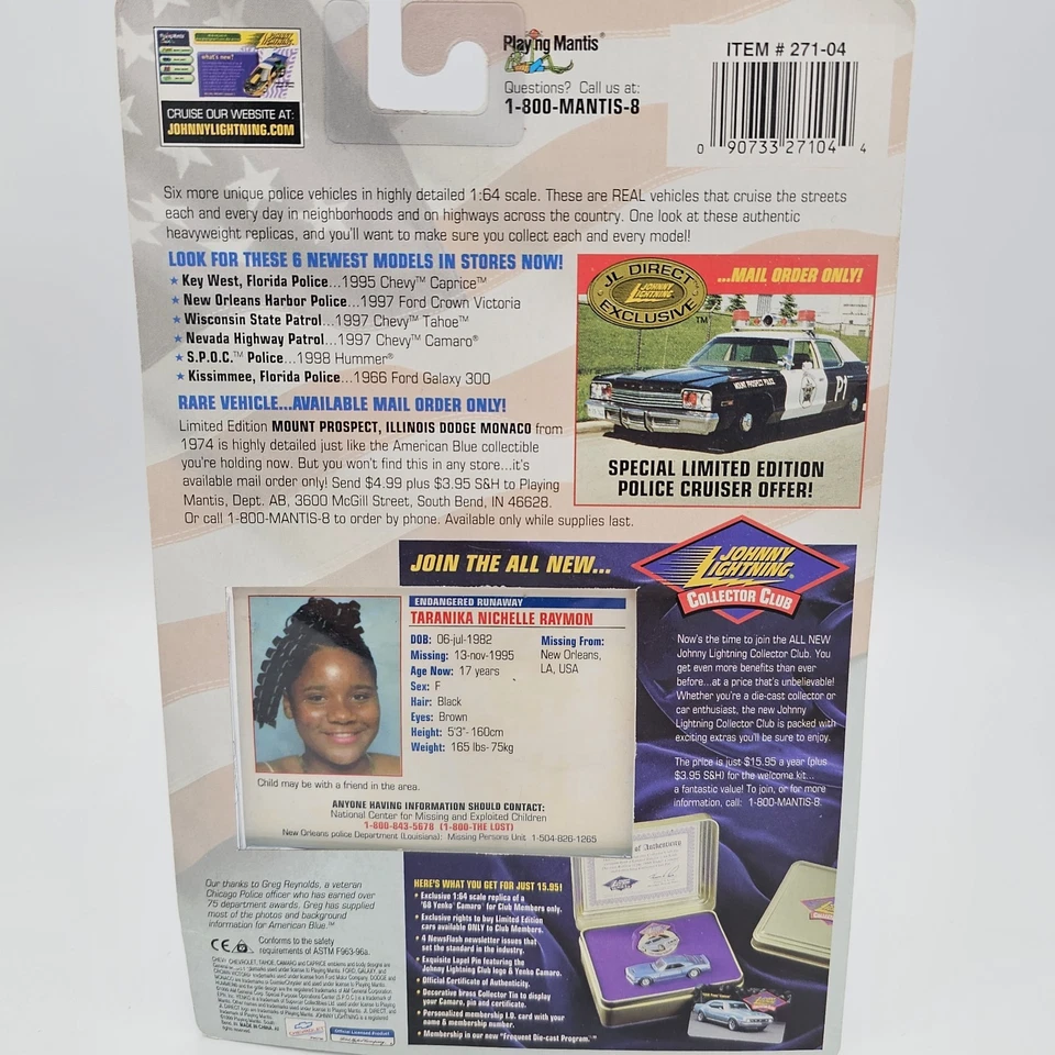 Johnny Lightning American Blue! 1997 Ford Crown Victoria New Orleans Police Car - Image 3 of 4