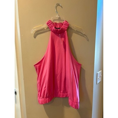 New Express Hot Pink Sleeveless Halter Top Elastic Waist Size XL Casual Cute
