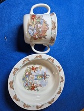 1984 Royal Doulton Bunnykins Golden Jubilee Celebration Cup Rocket Launch bowl