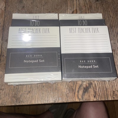2 Rae Dunn Notepad Gift Set List/To Do/Best Teacher Ever 3-Pack 75 Sheets Sealed