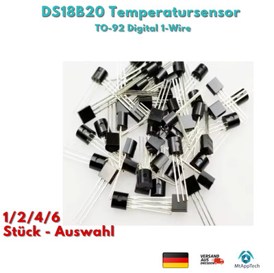 DS18B20 Temperatursensor TO-92 Digital 1-Wire | 1/2/4/6 Stück für Arduino