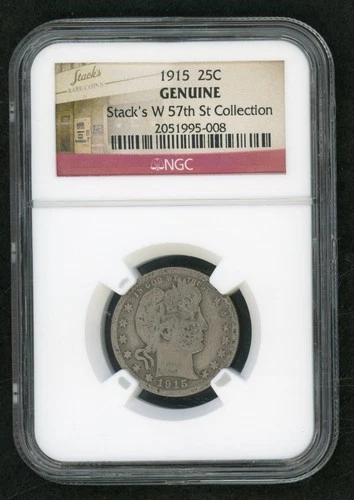 1915 Barber 25c NGC Genuine Stack's W 57th St Collection