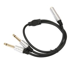6.35mm Splitter Cable Female To Dual Male Gold Plated Plug Socket Stereo Sou New