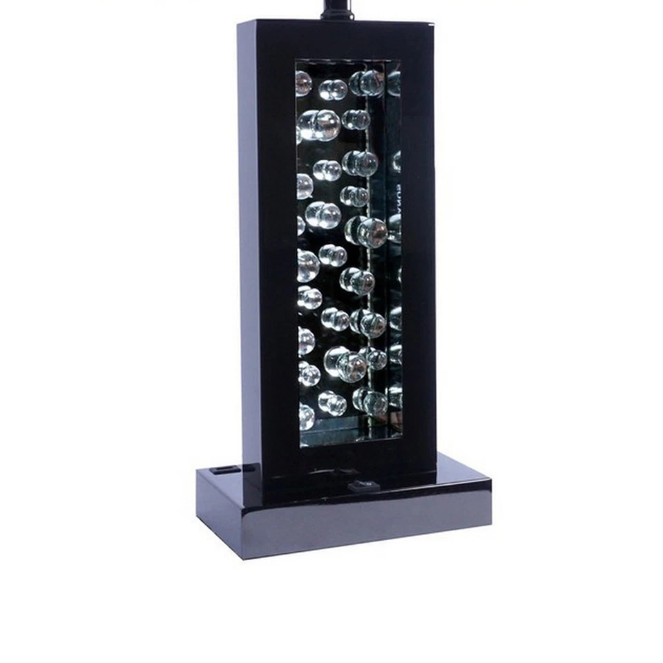 Benjara BM300853 28 pol. Painel de vidro sombra de tecido e mesa de níquel LED detalhes L... - Imagem 4 de 4