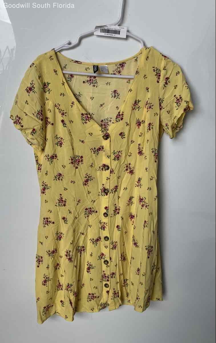 Divided By H&M Womens Multicolor Floral Short Sleeve Button Front Mini Dress 8