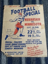 1946 Nebraska vs Minnesota Football Special Poster Lincoln Chamber of Commerce
