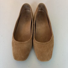 Vionic Orinda Ballet Flat Womens 9 Brown Suede Square Toe Minimalist Comfort