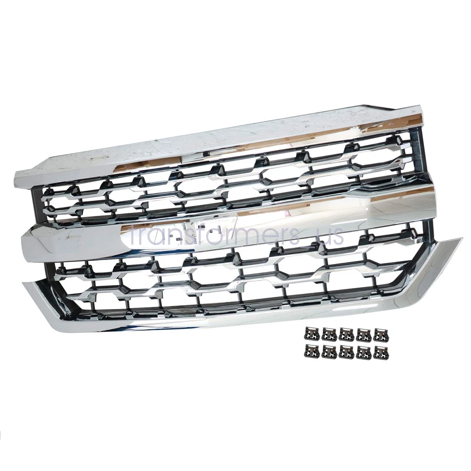 Conjunto de rejilla de parachoques delantero cromado para Chevrolet Silverado 1500 LTZ 2016-2018 Foto 2 de 4