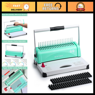 450 Sheets Paper Comb Binding Machine - 21-Hole Punch, Adjustable Margin, 100 Co