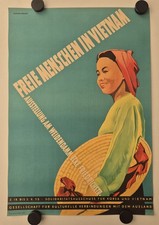 Plakat Ausstellung Freie Menschen in Vietnam Korea 1955 Berlin Original DDR A2