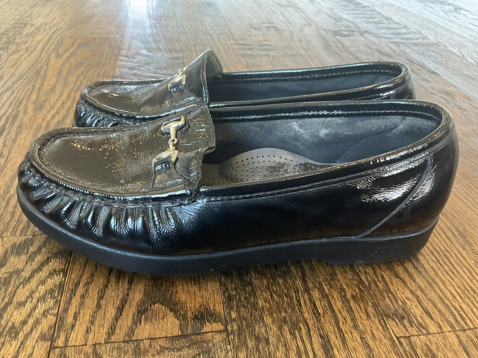 Zapatos sin cordones SAS Tripad Comfort charol negro mocasines para mujer talla US7 Foto 3 de 4