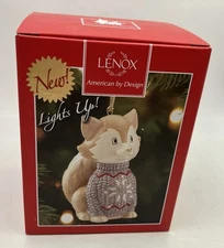 Lenox "Fox Wearing Sweater" Light Up Porcelain Ornament