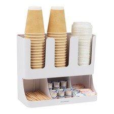 6-Compartment Coffee Condiment Organizer for Breakroom Cup Storage, White