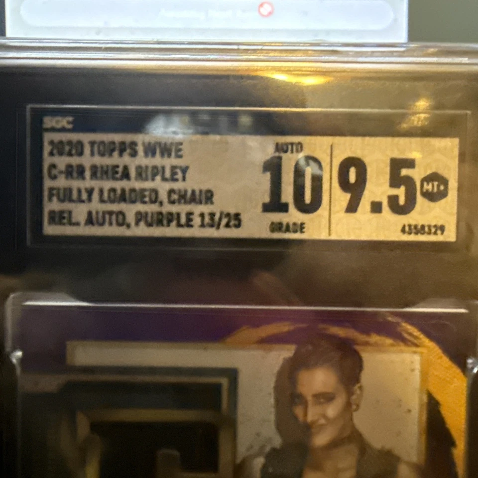 2020 TOPPS WWE FULLY LOADED AUTO CHAIR RELIC RHEA RIPLEY PURPLE 13/25 SGC 10/9.5 - Image 3 of 4