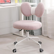 Adorable Pink Desk Chair with Wheels - Comfy Armless Swivel for Home  Office