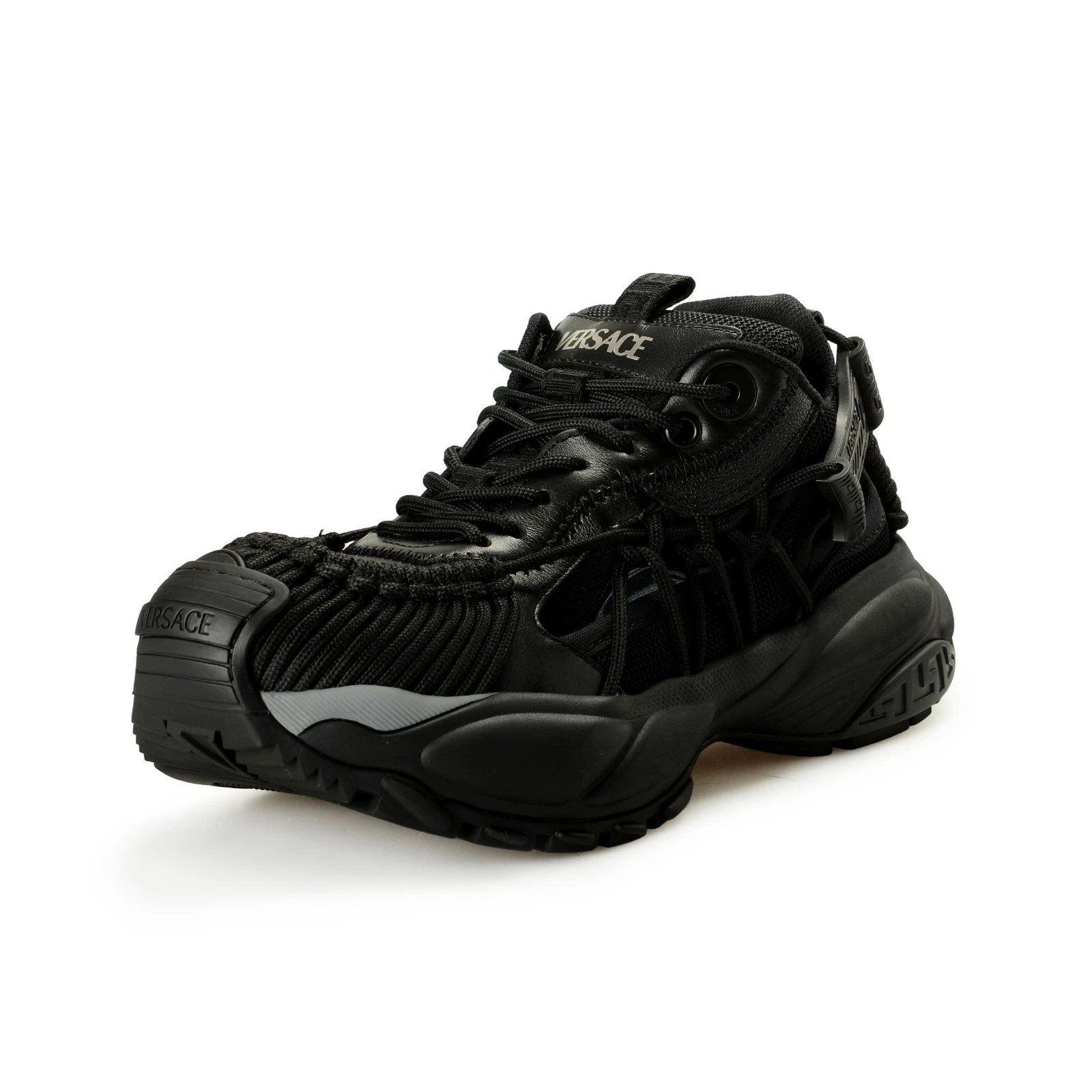 Versace — Versace Men's Black MERCURY M_VS_01 Leather Sneakers Shoes US 9 IT 42