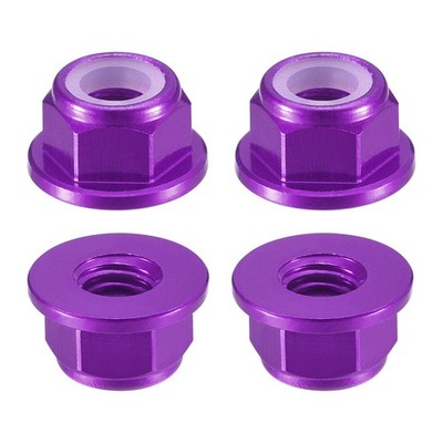 Nylon Insert Sechskantmutter 4 Stück - M4x0.7mm Selbstsichernde Mutter (Lila)