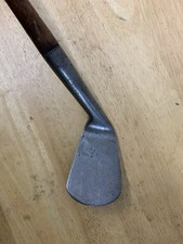 Antique Hickory Golf Club 1885 Mashie Loft No Name Original Suede Grip