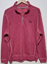 Tommy Bahama Tobago Bay Sweater Men M Half Zip Pink Blue Marlin Long Sleeve NEW