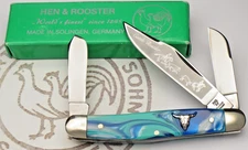 Vintage HEN & ROOSTER BERTRAM GERMANY 313 Large Stock Knife Colorful Handles