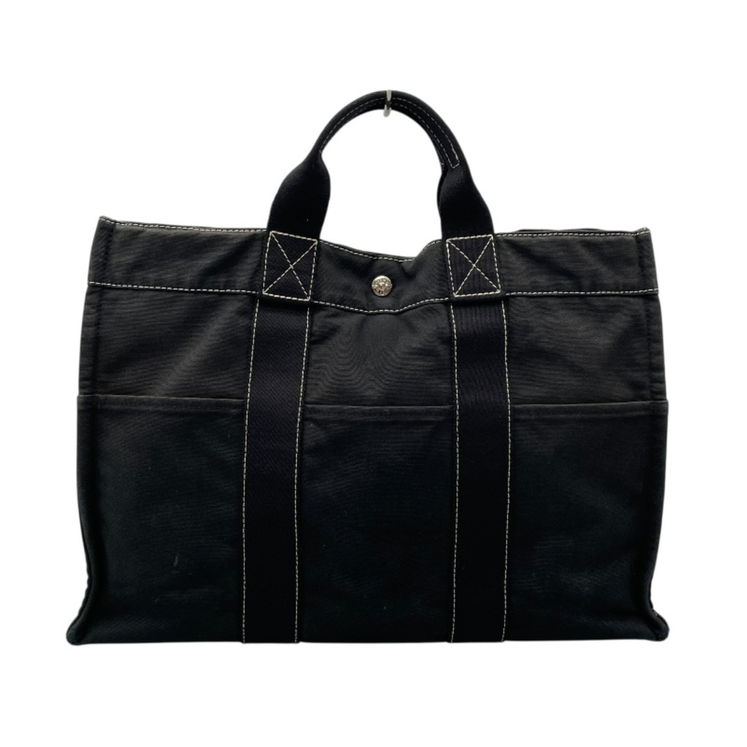 Hermes Fool Toe MM Black Silver Hardware Toile Women Handbag