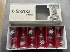 ✨️Vintage 6 Sherries Glasses by Dema Sherry Glasses with Rose Design✨️