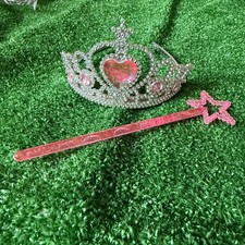 12 Pack - Heart Stone Tiaras and 12 princess Wand for Girls Party Supplies NEW